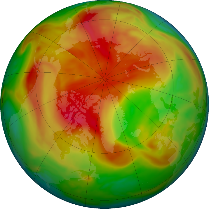 Arctic ozone map for 25 April 2019